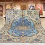 305x427cm Large Vantage Tabriz Silk Rug Large Blue Medallion Qum Carpet (TJ706A)
