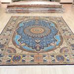 305x427cm Large Vantage Tabriz Silk Rug Large Blue Medallion Qum Carpet (TJ706A)