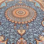 305x427cm Large Vantage Tabriz Silk Rug Large Blue Medallion Qum Carpet (TJ706A)