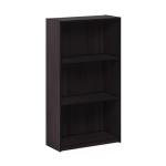 Furinno Basic 3-Tier Bookcase Storage Shelves, Dark Walnut
