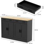 Buffet Cabinet, Coffee Bar Cabinet with 2 Drawers & 4 Doors, Kitchen Buffet Sideboard for Living Room, Kitchen