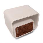 Smart Nordic modern bedroom solid wood microfiber leather bedside table