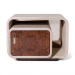 Smart Nordic modern bedroom solid wood microfiber leather bedside table