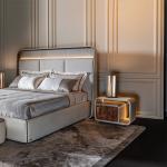 Smart Nordic modern bedroom solid wood microfiber leather bedside table