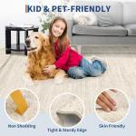 GarveeHome Scalloped Washable Rug 4x6, Beige Boho Living Room Area Rug, Bordered Non-Slip Farmhouse Bedroom Carpet Dorm Room Throw Rug, Low Pile Soft Accent Mat for Kitchen Entry Office 4'x6' Beige