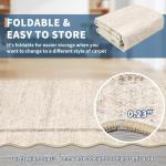 GarveeHome Scalloped Washable Rug 4x6, Beige Boho Living Room Area Rug, Bordered Non-Slip Farmhouse Bedroom Carpet Dorm Room Throw Rug, Low Pile Soft Accent Mat for Kitchen Entry Office 4'x6' Beige