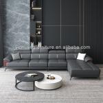 Modern Genuine Leather Black Red Office Home Living Room Furniture U Shape Sofa