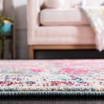 SAFAVIEH Madison Collection Area Rug - 10' x 14', Fuchsia & Teal, Boho Chic Medallion Distressed Design, Non-Shedding & Easy Care, Ideal for High Traffic Areas in Living Room, Bedroom (MAD447R)