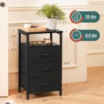 Yoobure Night Stand with Charging Station, 16 Colors LED Nightstand with USB Ports and Outlets, End Table with 3 Fabric Drawers and Storage Shelf, Bedside Tables Small Dresser for Small Space, Black