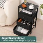 Yoobure Night Stand with Charging Station, 16 Colors LED Nightstand with USB Ports and Outlets, End Table with 3 Fabric Drawers and Storage Shelf, Bedside Tables Small Dresser for Small Space, Black