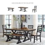 Signature Design by Ashley Wildenauer Dining Extension Table, Self-Storing Butterfly Leaf, Seats 8, Hardwood Solids, 40" W x 78" D x 30.13" H, Black & Dark Brown