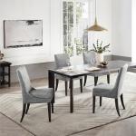 KISLOT Upholstered Dining Chairs Modern Sidechair Performance Fabric High Back Armlesschair for Diningroom Kitchen,Dark Grey,Set of 4(2 Box)