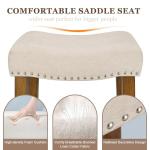 PrimeZone Counter Height Bar Stools Set of 2 - Backless Saddle Barstools with 4.3" Thick Upholstered, Nailhead Trim Linen Fabric & Solid Wood Legs, 26 Inch Counter Stools for Kitchen Island, Beige