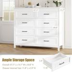 Jocoevol Farmhouse Dresser 8 Drawer Dresser for Bedroom, Large Wooden Dressers Double Grey Dresser with Deep Drawers Dressers for Hallway, Entryway (White)