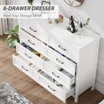 Jocoevol Farmhouse Dresser 8 Drawer Dresser for Bedroom, Large Wooden Dressers Double Grey Dresser with Deep Drawers Dressers for Hallway, Entryway (White)
