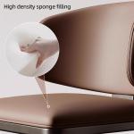 Simple Home Dining Chairs Modern Soft Leather Cafe Chair with Curved Backrest Comfy Steel Leg Kitchen Living Room Dinner Chair