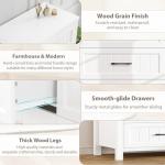 Jocoevol Farmhouse Dresser 8 Drawer Dresser for Bedroom, Large Wooden Dressers Double Grey Dresser with Deep Drawers Dressers for Hallway, Entryway (White)