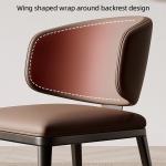Simple Home Dining Chairs Modern Soft Leather Cafe Chair with Curved Backrest Comfy Steel Leg Kitchen Living Room Dinner Chair