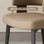 Modern Wraparound Backrest Elegant Leather Dining Chairs Luxury Soft Living Room Cafe Chair Comfy Kitchen Chair with Steel Legs