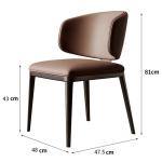 Simple Home Dining Chairs Modern Soft Leather Cafe Chair with Curved Backrest Comfy Steel Leg Kitchen Living Room Dinner Chair