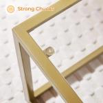 Yaheetech Gold Coffee Table, 42" Rectangular Glass Coffee Table for Living Room, 2-Tier Center Tea Tables with Metal Frame for Small Space, Apartment, Office