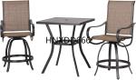 Outdoor Bar Stool, Patio Counter Height Sling Fabric Bar Chairs Set, All-Weather Resistant