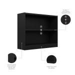 Bush Furniture Universal Small 2 Shelf Bookcase in Black, Low Storage and Display Bookshelf for Home Office or Living Room Organization