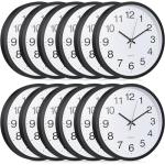 Inbagi 12 Pieces Silent Wall Clock Large 12 Inches Quartz Analog Clock Non Ticking Round Easy to Read Battery Operated for Classroom Office School Kitchen Bedroom Living Room Decorative