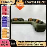 Elegant L-Shape Modular Living Room Sofa Set Modern Curved Green Flannel Wide Sponge Seat Sofas for Apartment Villa Luxury Couch