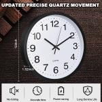 Inbagi 12 Pieces Silent Wall Clock Large 12 Inches Quartz Analog Clock Non Ticking Round Easy to Read Battery Operated for Classroom Office School Kitchen Bedroom Living Room Decorative