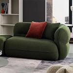 Elegant L-Shape Modular Living Room Sofa Set Modern Curved Green Flannel Wide Sponge Seat Sofas for Apartment Villa Luxury Couch