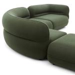 Elegant L-Shape Modular Living Room Sofa Set Modern Curved Green Flannel Wide Sponge Seat Sofas for Apartment Villa Luxury Couch