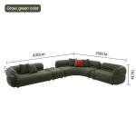 Elegant L-Shape Modular Living Room Sofa Set Modern Curved Green Flannel Wide Sponge Seat Sofas for Apartment Villa Luxury Couch