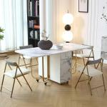 Fashion  Movable Folding Dining Table Furniture Multifunctional Rectangle Movable Dining Table and Folding Chairs  furniture