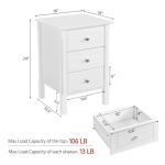 Yaheetech Nightstand with 3 Drawers, Wooden 3-Drawer Bedside Table with Solid Wood Legs, Bedside Cupboard Storage Organizer for Bedroom Home Office Small Space, Easy Assembly, White