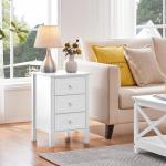 Yaheetech Nightstand with 3 Drawers, Wooden 3-Drawer Bedside Table with Solid Wood Legs, Bedside Cupboard Storage Organizer for Bedroom Home Office Small Space, Easy Assembly, White