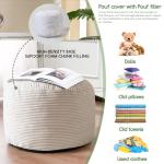 HIGOGOGO Round Stuffed Pouf Ottoman, Corduroy Poufs with Foam Chunk Filling, Furry and Fluffy Pouf Foot Stool Storage Ottoman, 20 X 15 Floor Poufs Foot Rest for Living Room, Beige