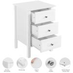Yaheetech Nightstand with 3 Drawers, Wooden 3-Drawer Bedside Table with Solid Wood Legs, Bedside Cupboard Storage Organizer for Bedroom Home Office Small Space, Easy Assembly, White
