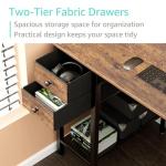 Lufeiya Computer Desk with Drawers - 40 Inch Work Reversible Small Desk for Bedroom Home Office, Simple Study Writing Table PC Desks with Drawer Storage Shelves, Rustic Brown