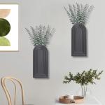 Dnnnii 2 Pack Wooden Wall Vase Set - Black Finish Modern Farmhouse & Boho Wall Decor for Entryway, Hallway, Bathroom, Living Room, Dining Room, Narrow Spaces