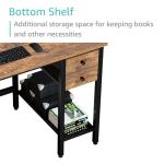 Lufeiya Computer Desk with Drawers - 40 Inch Work Reversible Small Desk for Bedroom Home Office, Simple Study Writing Table PC Desks with Drawer Storage Shelves, Rustic Brown