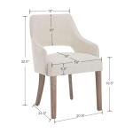 DM Furniture Farmhouse Dining Chairs Set of 2 Linen Kitchen Chairs with Arm Upholstered Accent Side Chair w/Wood Legs for Living Room/Dining Room/Bedroom/Restaurant, Upgraded Size, Cream