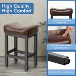 Raynesys Counter Height Bar Stools Set of 2, 24 Inch Barstools for Kitchen Island Counter, Bonded Leather Kitchen Stools with Thick Saddle Seats & Heavy Duty Metal Base, Easy Assembly, Brown/Black