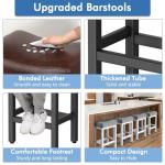 Raynesys Counter Height Bar Stools Set of 2, 24 Inch Barstools for Kitchen Island Counter, Bonded Leather Kitchen Stools with Thick Saddle Seats & Heavy Duty Metal Base, Easy Assembly, Brown/Black