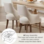 DM Furniture Farmhouse Dining Chairs Set of 2 Linen Kitchen Chairs with Arm Upholstered Accent Side Chair w/Wood Legs for Living Room/Dining Room/Bedroom/Restaurant, Upgraded Size, Cream