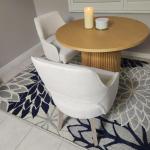 DM Furniture Farmhouse Dining Chairs Set of 2 Linen Kitchen Chairs with Arm Upholstered Accent Side Chair w/Wood Legs for Living Room/Dining Room/Bedroom/Restaurant, Upgraded Size, Cream