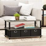 FURINNO Turn-N-Tube Coffee Table, 31.22D x 15.5W x 15.8H in, French Oak Grey/Black/Black