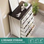 YITAHOME 6 Drawer Dressers, Dressers & Chests of Drawers, Modern Closet Dresser,Warm White