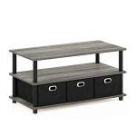 FURINNO Turn-N-Tube Coffee Table, 31.22D x 15.5W x 15.8H in, French Oak Grey/Black/Black