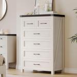 YITAHOME 6 Drawer Dressers, Dressers & Chests of Drawers, Modern Closet Dresser,Warm White